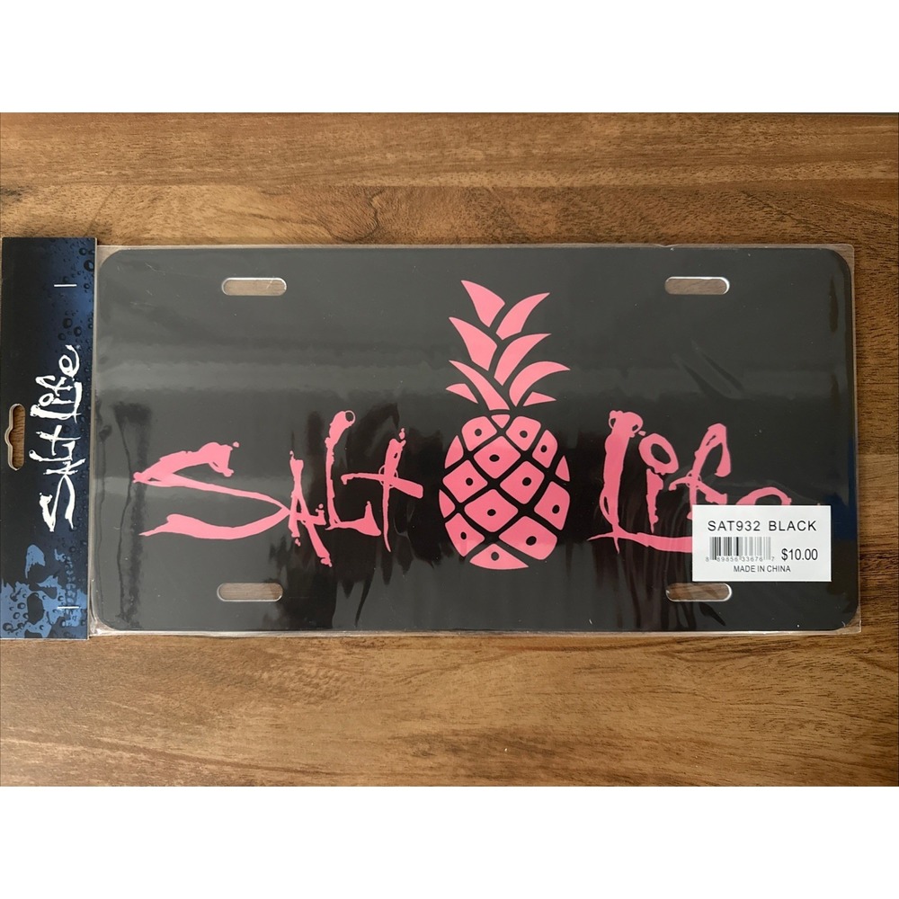 Salt Life Pink Pineapple Black Novelty License Plate SAT932 Beach Surf‎ Decor